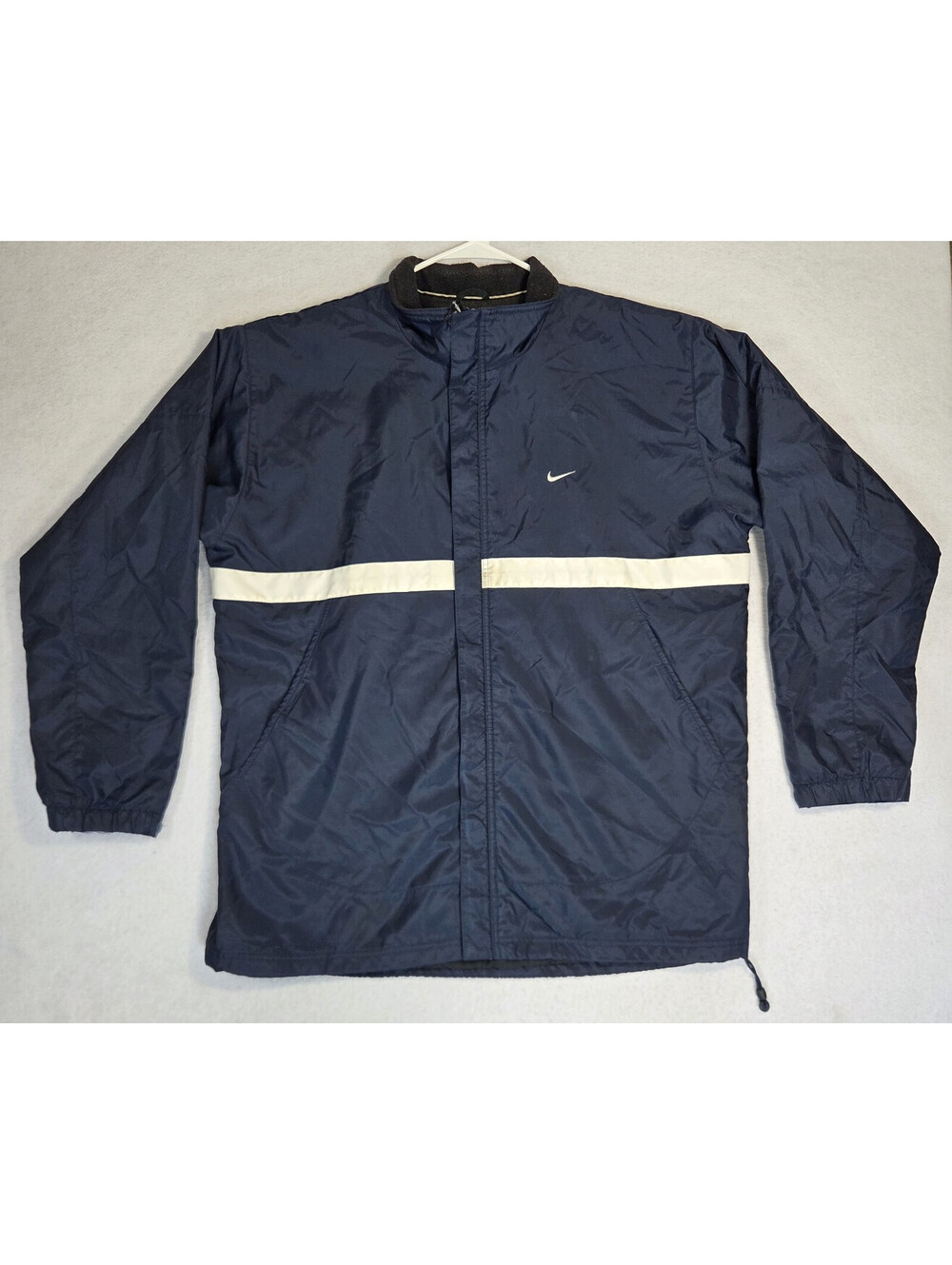 Vintage Nike Jacket Mens XL Blue Grey Lined Full Zip Windbreaker Coat Y2K 90s